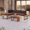 home24 Loungeset - 3-teilig - Akazie Massiv / Polyester Produktbild-Vorschau 2