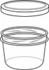 A white background image showing a clear plastic container with its lid slightly separated. Produktbild-Vorschau