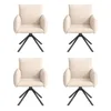 Four beige upholstered chairs with black metal legs are arranged in a grid against a white background. Produktbild-Vorschau