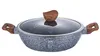 A gray pot with a glass lid and wooden handles on a white background. Náhľad obrázku produktu