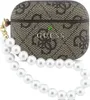 A brown and beige Guess branded AirPods Pro case with a pearl strap. Voir les images du produit