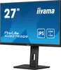 A studio shot of an Iiyama ProLite monitor on its stand, with marketing text and logos displayed on the screen. Produktbild-Vorschau