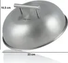 A silver metal dome lid with a handle, shown from a side angle with dimensions indicated. Anteprima dell’immagine prodotto