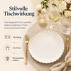 6er-Set Premium Porzellan Speiseteller Ø26 cm – Elegantes Wellendesign mit edlem Goldrand Produktbild-Vorschau