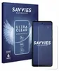 A product box and a screen protector for a smartphone are displayed. Produktbild-Vorschau