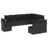 Möbel 10-tlg. Garten-Sofagarnitur mit Kissen Schwarz Poly Produktbild-Vorschau 2