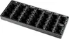 A black coin sorting tray with compartments for different coin denominations. Anteprima dell’immagine prodotto