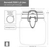 Diagram showing a glass jar with dimensions and labels pointing to its features. Produktbild-Vorschau