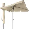 A beige rectangular balcony umbrella is shown with its pole and a cover for the pole. Produktbild-Vorschau
