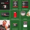 A collage of items included in a Christmas-themed murder mystery game, including game booklets, hints, audio files, stickers, name cards, and invitations. Produktbild-Vorschau