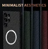 A product image showcasing multiple phone cases with a carbon fiber texture in different colors, along with text highlighting 'MINIMALIST AESTHETICS'. Náhled obrázku produktu