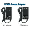 Two power adapters, one labeled US adapter and the other EU adapter, are shown side-by-side against a white background. Text at the top reads '12V4A Power Adapter'. Produktbild-Vorschau