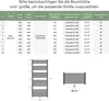 A table showing dimensions and specifications for radiators, alongside diagrams of radiator sizes and connection types. Produktbild-Vorschau