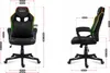 Front and side views of a gaming chair with dimensions indicated. Anteprima dell’immagine prodotto