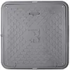 A top-down view of a gray manhole cover with a textured surface. Produktbild-Vorschau
