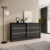Kommode 160 cm Schwarz mit 2 Schiebetüren 
Maße:
•	Breite: 161 cm
•	Höhe: 85 cm
•	Tiefe: 43,5 cm