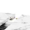 A close-up view of a marble-patterned table extension mechanism. Produktbild-Vorschau