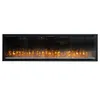 A long, rectangular electric fireplace with a black frame and a simulated flame effect. Produktbild-Vorschau