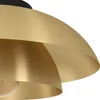 A close-up view of a modern lamp with a brushed gold finish and a black top. Produktbild-Vorschau