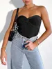 ASKSA Damen Tube Top Y2K Gerippt Knit Tops Twist Knot Produktbild-Vorschau 2