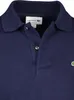 Close-up of a navy blue Lacoste polo shirt. Produktbild-Vorschau