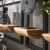 5-teiliges Wandregal Set Akazienholz Naturkante Baumkante Produktbild-Vorschau 2