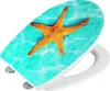 A toilet seat with a starfish design on a white background. Produktbild-Vorschau