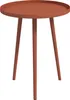 A round, red-brown side table with three legs, shown against a white background. Produktbild-Vorschau