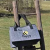 Filztasche grau Bee Happy Tragetasche faltbar Biene Produktbild-Vorschau 3
