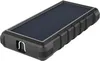 A black and dark gray solar power bank with a solar panel on top, shown from a slightly elevated angle against a white background. Anteprima dell’immagine prodotto