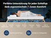 A woman sleeping on a mattress, with a diagram illustrating the 7 zones of the mattress base. Produktbild-Vorschau