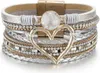 Graues Lederarmband mit Herz, Boho-Geschenk für sie Produktbild-Vorschau 1
