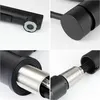 A collage of four close-up images showing different parts of a black kitchen faucet. Produktbild-Vorschau
