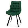 A green upholstered chair with black legs is shown against a white background. Podgląd zdjęcia produktu