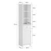 A diagram showing the dimensions of a white bathroom cabinet. Produktbild-Vorschau