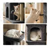 Árbol para gatos Relaxdays, con 2 escondites y juguetes, Vista previa de la imagen del producto 3