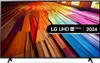 A television screen displaying a colorful abstract pattern, with a marketing overlay. Produktbild-Vorschau