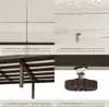 A collage of four images showing details of a garden lounge sofa, including cushions, fabric texture, frame, and adjustable feet. Náhled obrázku produktu