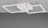 A white modern ceiling light fixture with two intersecting square frames, mounted on a white ceiling against a gray background. Náhľad obrázku produktu