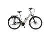 A studio shot of a white electric bicycle against a white background. Produktbild-Vorschau