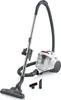 A white and gray bagless cylinder vacuum cleaner with accessories on a white background. Anteprima dell’immagine prodotto