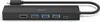 A black USB-C hub with multiple ports is shown against a white background. Produktbild-Vorschau