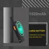 A black walkie-talkie is shown leaning against a gray cylinder, with marketing text and graphics highlighting its battery capacity. Produktbild-Vorschau