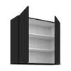 A black wall cabinet with two doors open, revealing white shelves inside. The cabinet is shown against a plain white background. Produktbild-Vorschau