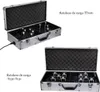 Two silver cases with black foam interiors, each containing multiple charging docks for electronic devices. One case is open and shows a power cord. Text labels are present. Náhled obrázku produktu