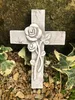 Grabgesteck Schmuck Kreuz mit 3D Rosen Grab Engel Produktbild-Vorschau 2
