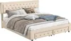 Doppelbett 180 x 200 cm mit Stauraum und Schubladen, Samt, Produktbild-Vorschau 10