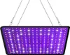 A rectangular LED grow light with purple and white lights, suspended by wires. Produktbild-Vorschau