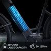 Close-up of an electric bicycle battery and motor with text overlays. Produktbild-Vorschau