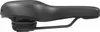 A side view of a black bicycle saddle against a white background. Produktbild-Vorschau